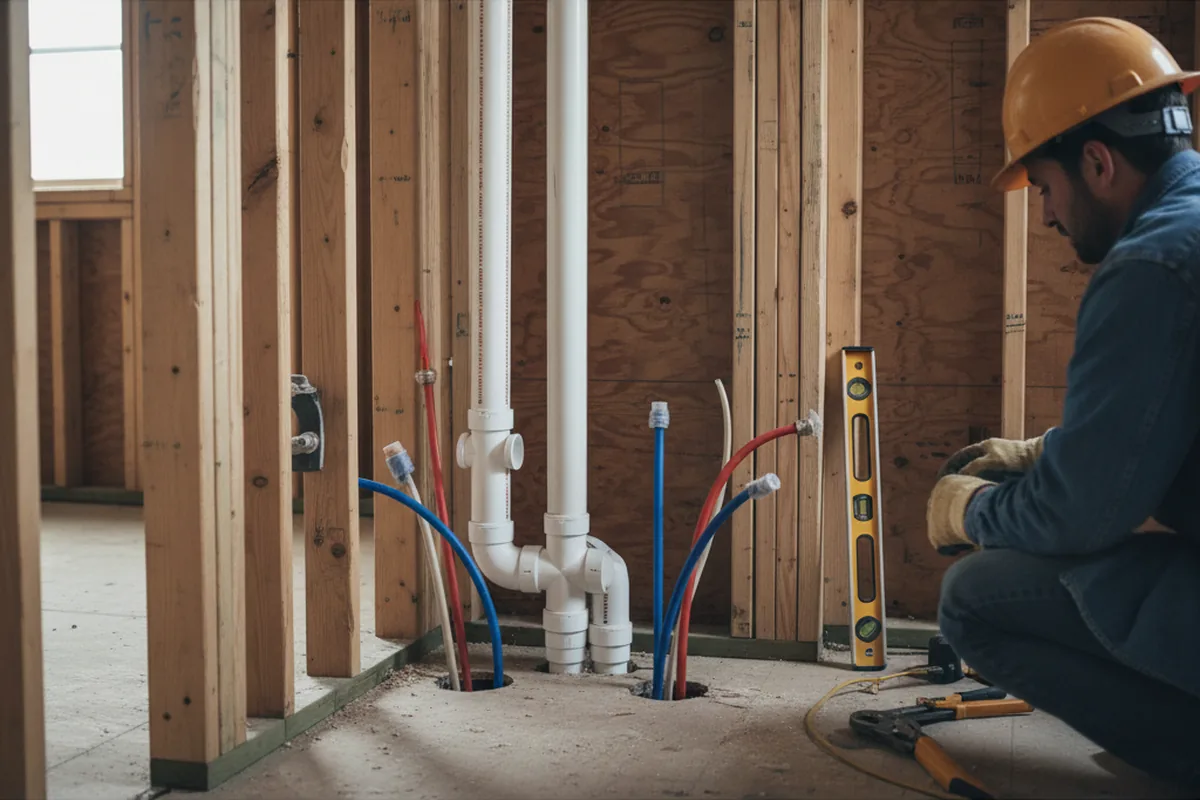 Drain and supply rough-in during Sump Pump Repair in Mound
